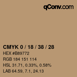カラーコード: CMYK 0 / 18 / 38 / 28 | qconv.com