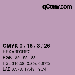 カラーコード: CMYK 0 / 18 / 3 / 26 | qconv.com
