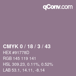颜色代码: CMYK 0 / 18 / 3 / 43 | qconv.com