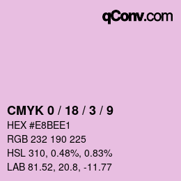 颜色代码: CMYK 0 / 18 / 3 / 9 | qconv.com