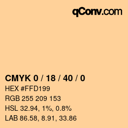 カラーコード: CMYK 0 / 18 / 40 / 0 | qconv.com