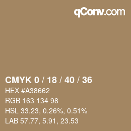 カラーコード: CMYK 0 / 18 / 40 / 36 | qconv.com