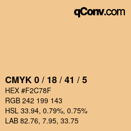 Color code: CMYK 0 / 18 / 41 / 5 | qconv.com