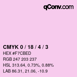 カラーコード: CMYK 0 / 18 / 4 / 3 | qconv.com