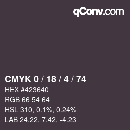 Color code: CMYK 0 / 18 / 4 / 74 | qconv.com