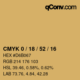 カラーコード: CMYK 0 / 18 / 52 / 16 | qconv.com