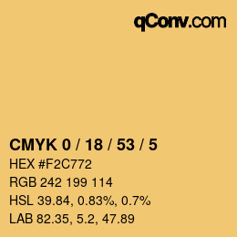 カラーコード: CMYK 0 / 18 / 53 / 5 | qconv.com