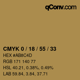 Code couleur: CMYK 0 / 18 / 55 / 33 | qconv.com