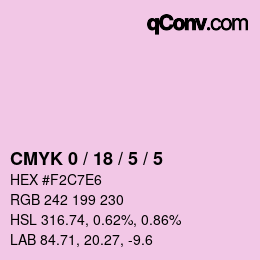 カラーコード: CMYK 0 / 18 / 5 / 5 | qconv.com