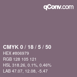 カラーコード: CMYK 0 / 18 / 5 / 50 | qconv.com