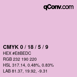 カラーコード: CMYK 0 / 18 / 5 / 9 | qconv.com