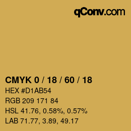 カラーコード: CMYK 0 / 18 / 60 / 18 | qconv.com