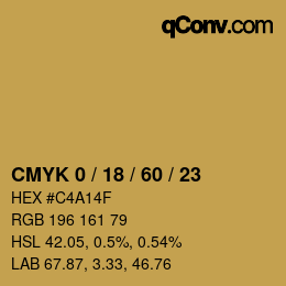 カラーコード: CMYK 0 / 18 / 60 / 23 | qconv.com