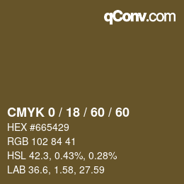 カラーコード: CMYK 0 / 18 / 60 / 60 | qconv.com