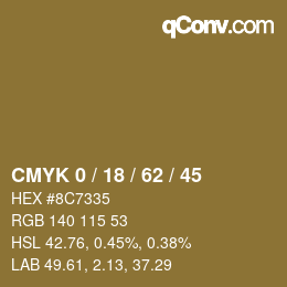 カラーコード: CMYK 0 / 18 / 62 / 45 | qconv.com