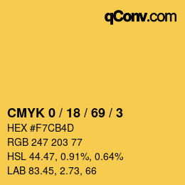 Color code: CMYK 0 / 18 / 69 / 3 | qconv.com