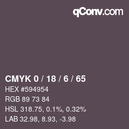 カラーコード: CMYK 0 / 18 / 6 / 65 | qconv.com
