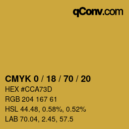 Farbcode: CMYK 0 / 18 / 70 / 20 | qconv.com
