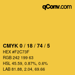カラーコード: CMYK 0 / 18 / 74 / 5 | qconv.com