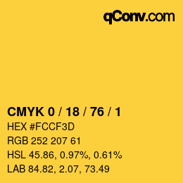 Color code: CMYK 0 / 18 / 76 / 1 | qconv.com