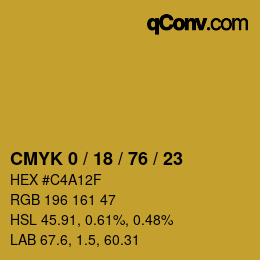 カラーコード: CMYK 0 / 18 / 76 / 23 | qconv.com