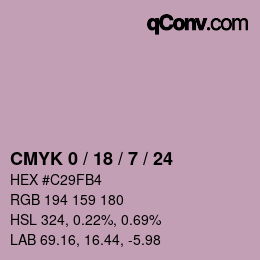 カラーコード: CMYK 0 / 18 / 7 / 24 | qconv.com