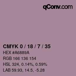 Farbcode: CMYK 0 / 18 / 7 / 35 | qconv.com