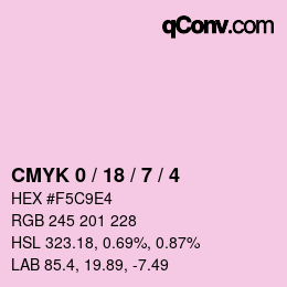 カラーコード: CMYK 0 / 18 / 7 / 4 | qconv.com