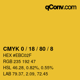 カラーコード: CMYK 0 / 18 / 80 / 8 | qconv.com