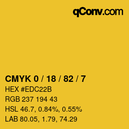 カラーコード: CMYK 0 / 18 / 82 / 7 | qconv.com