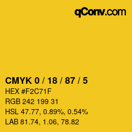 カラーコード: CMYK 0 / 18 / 87 / 5 | qconv.com