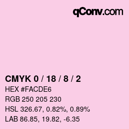 カラーコード: CMYK 0 / 18 / 8 / 2 | qconv.com