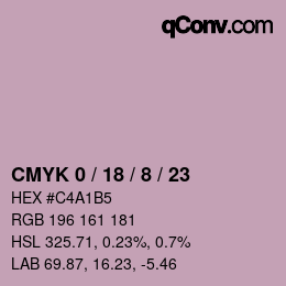 カラーコード: CMYK 0 / 18 / 8 / 23 | qconv.com