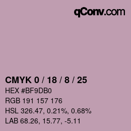 カラーコード: CMYK 0 / 18 / 8 / 25 | qconv.com