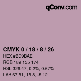 カラーコード: CMYK 0 / 18 / 8 / 26 | qconv.com