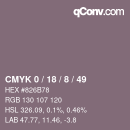 カラーコード: CMYK 0 / 18 / 8 / 49 | qconv.com