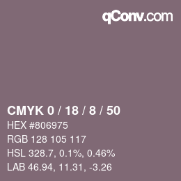 カラーコード: CMYK 0 / 18 / 8 / 50 | qconv.com