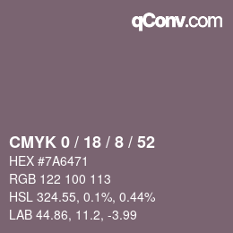 Color code: CMYK 0 / 18 / 8 / 52 | qconv.com