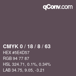 Farbcode: CMYK 0 / 18 / 8 / 63 | qconv.com