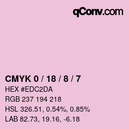 カラーコード: CMYK 0 / 18 / 8 / 7 | qconv.com