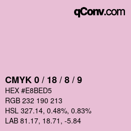 カラーコード: CMYK 0 / 18 / 8 / 9 | qconv.com