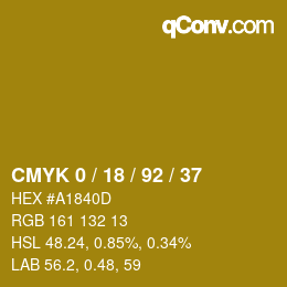 Color code: CMYK 0 / 18 / 92 / 37 | qconv.com