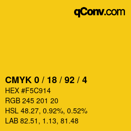 Color code: CMYK 0 / 18 / 92 / 4 | qconv.com