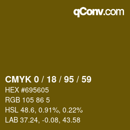 カラーコード: CMYK 0 / 18 / 95 / 59 | qconv.com