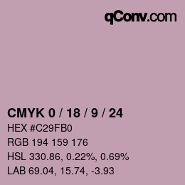 カラーコード: CMYK 0 / 18 / 9 / 24 | qconv.com