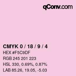 カラーコード: CMYK 0 / 18 / 9 / 4 | qconv.com