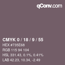 カラーコード: CMYK 0 / 18 / 9 / 55 | qconv.com