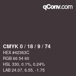 Color code: CMYK 0 / 18 / 9 / 74 | qconv.com