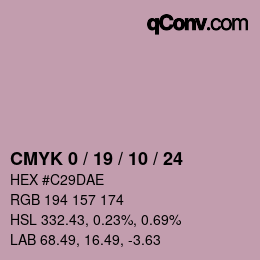 カラーコード: CMYK 0 / 19 / 10 / 24 | qconv.com