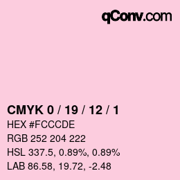 カラーコード: CMYK 0 / 19 / 12 / 1 | qconv.com